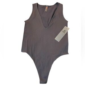 Mono B Gray Ribbed Bodysuit